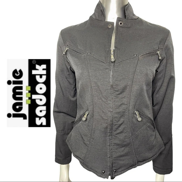Jamie Sadock Jacket Black  Zipper Front Golf Jacket Size 0 - Picture 1 of 6